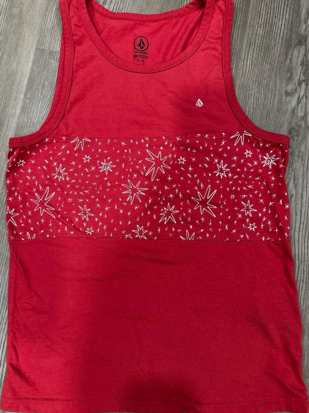 Volcom Red Tank Top with White Star Pattern